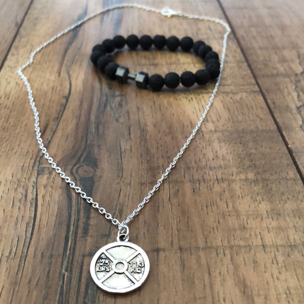 WEIGHT PLATE NECKLACE Chain Fitness Weightlifting